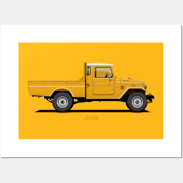 Land Cruiser FJ45 Pick Up Yellow Wall Art by ARVwerks